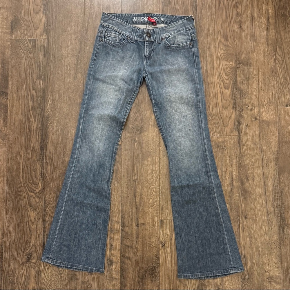 Guess Denim Daredevil Flare Low Rise Bootcut Jeans Mid Wash Size 27 Long Inseam